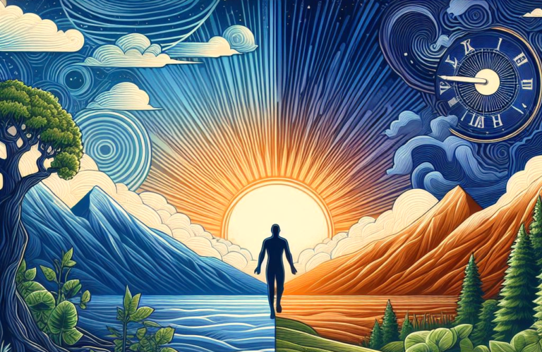 Person reclaiming health by following circadian rhythm and being in sync with nature(time management skill)